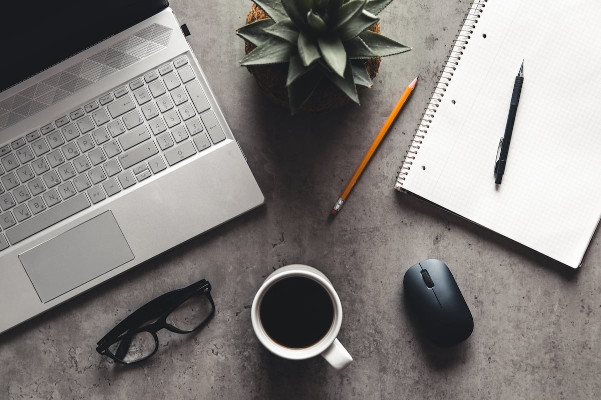 laptop notebook and coffee on desk