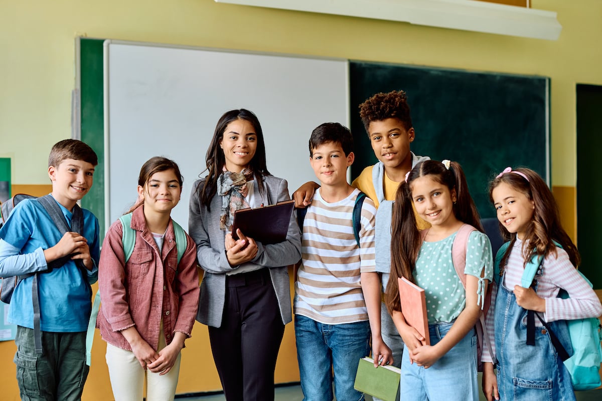 group of kids with a teacher
