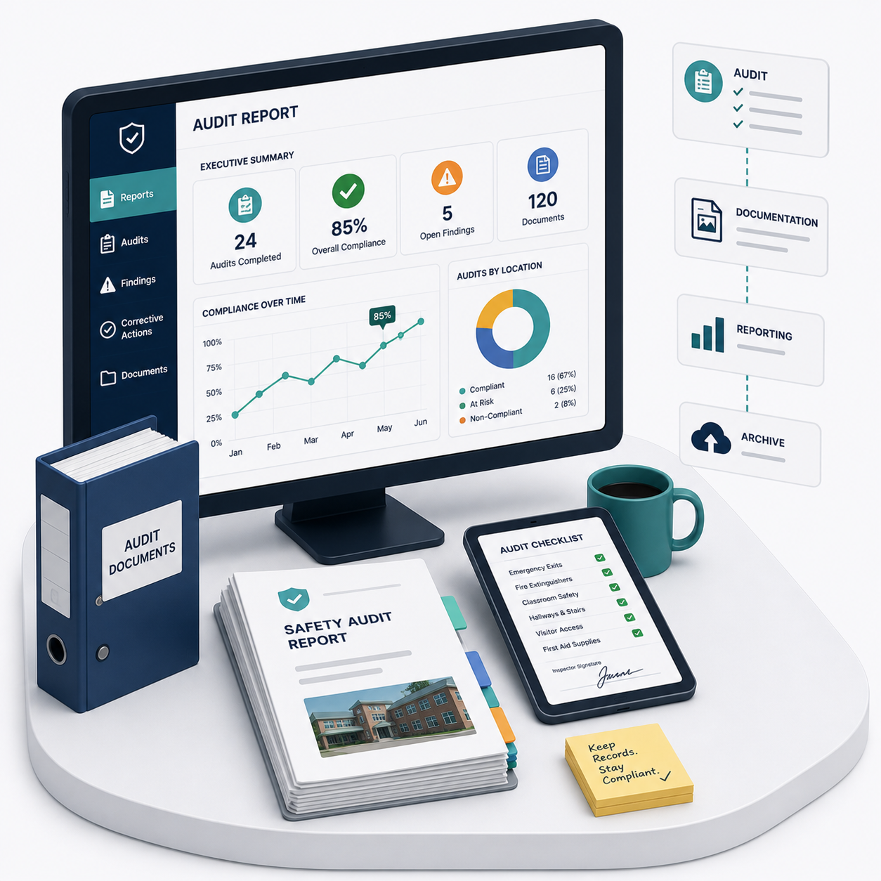 maintain documents for audits and reporting
