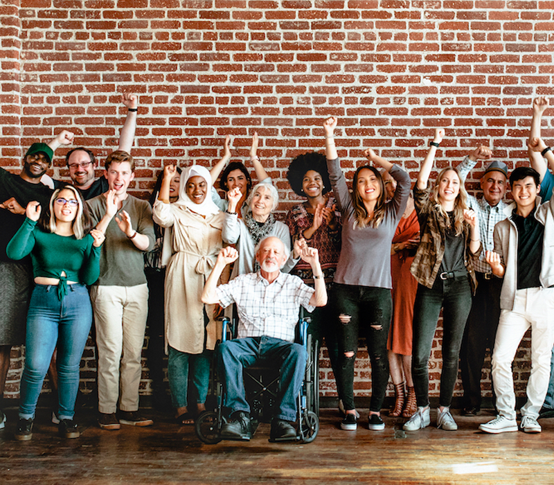 group of cheerful people