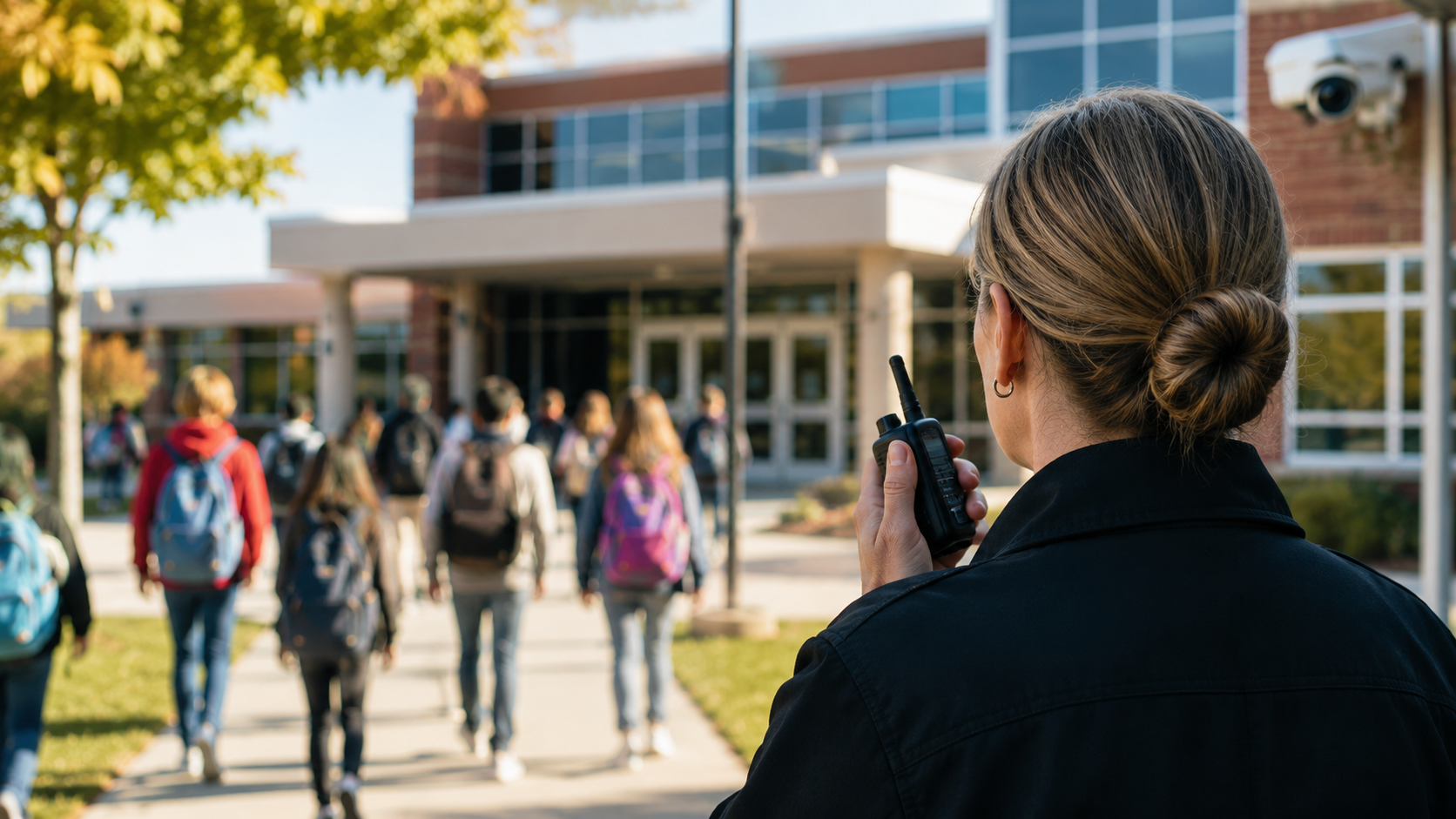 teacher keeping students safe