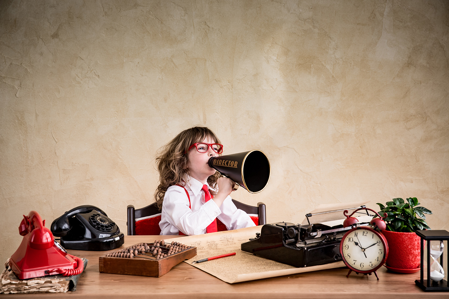 girl talking into a megaphone