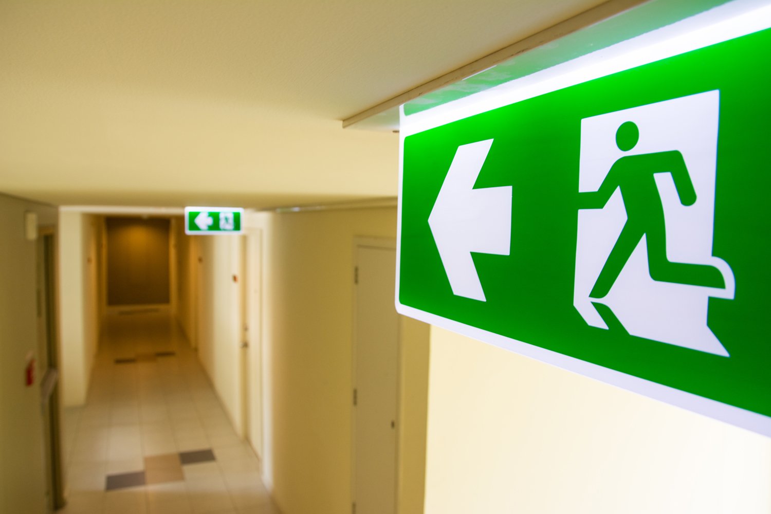 hallway exit sign
