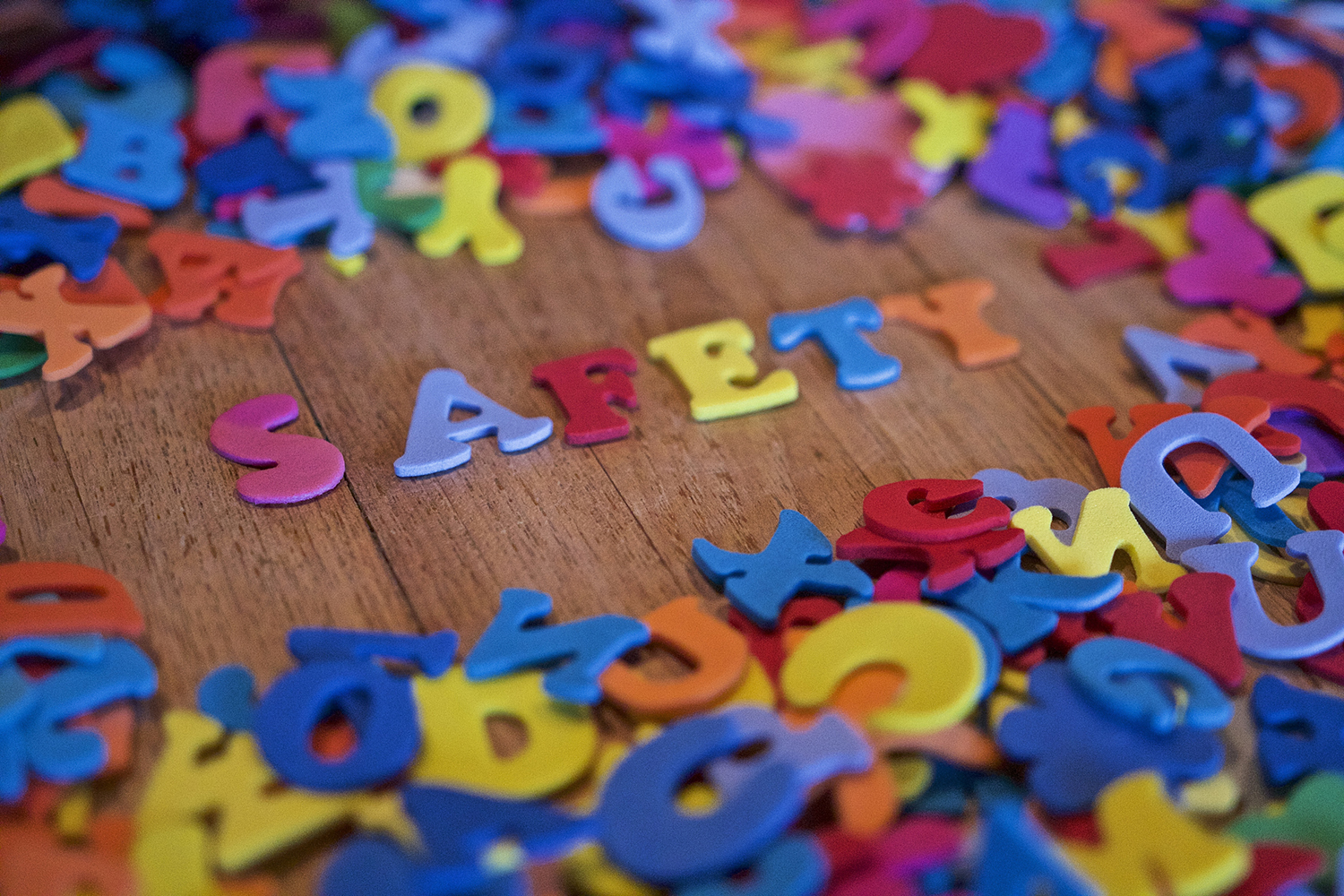 safety spelt out in foam letters