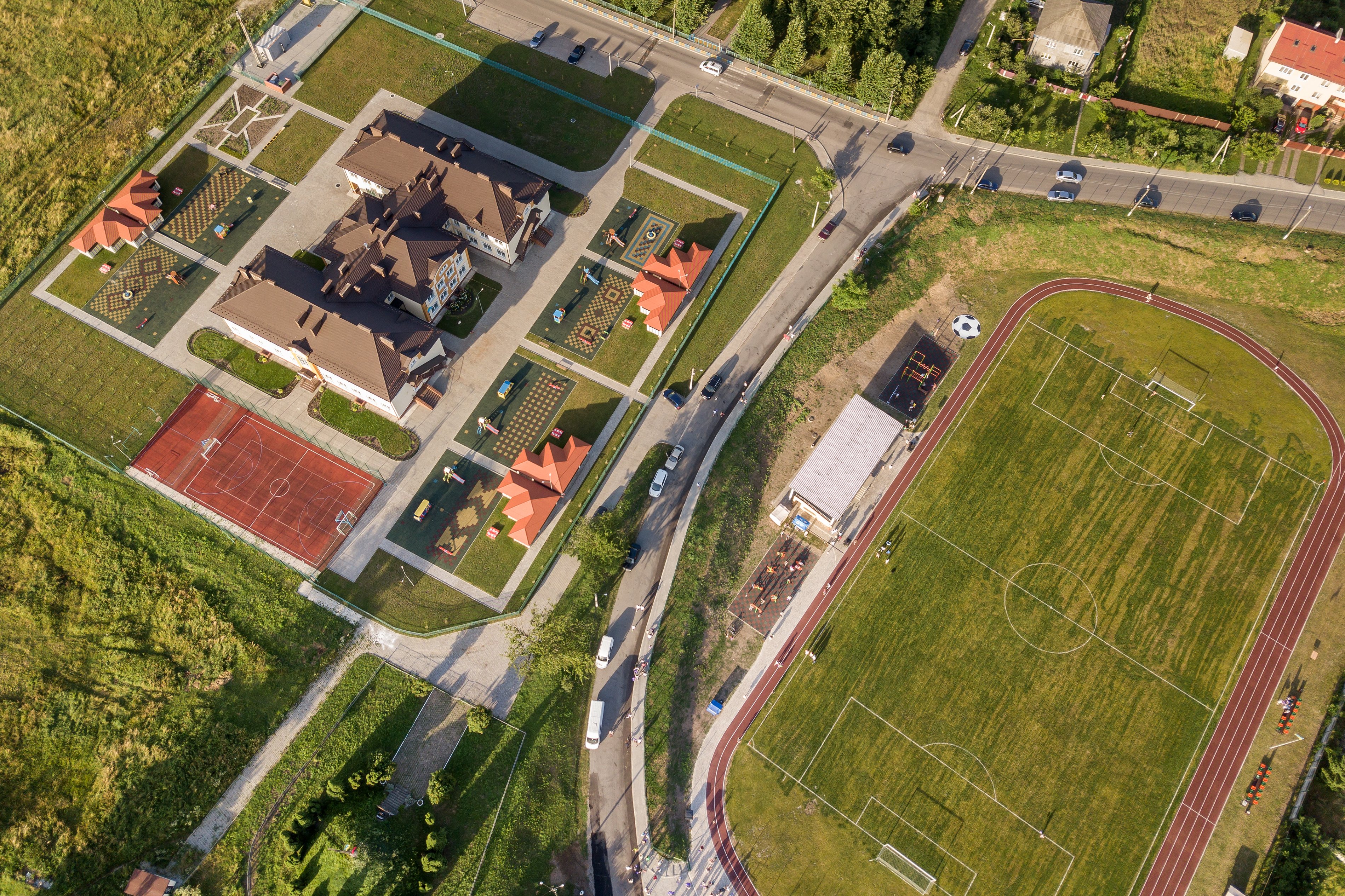 ariel view of a school