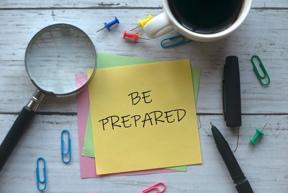 be prepared written on post it note