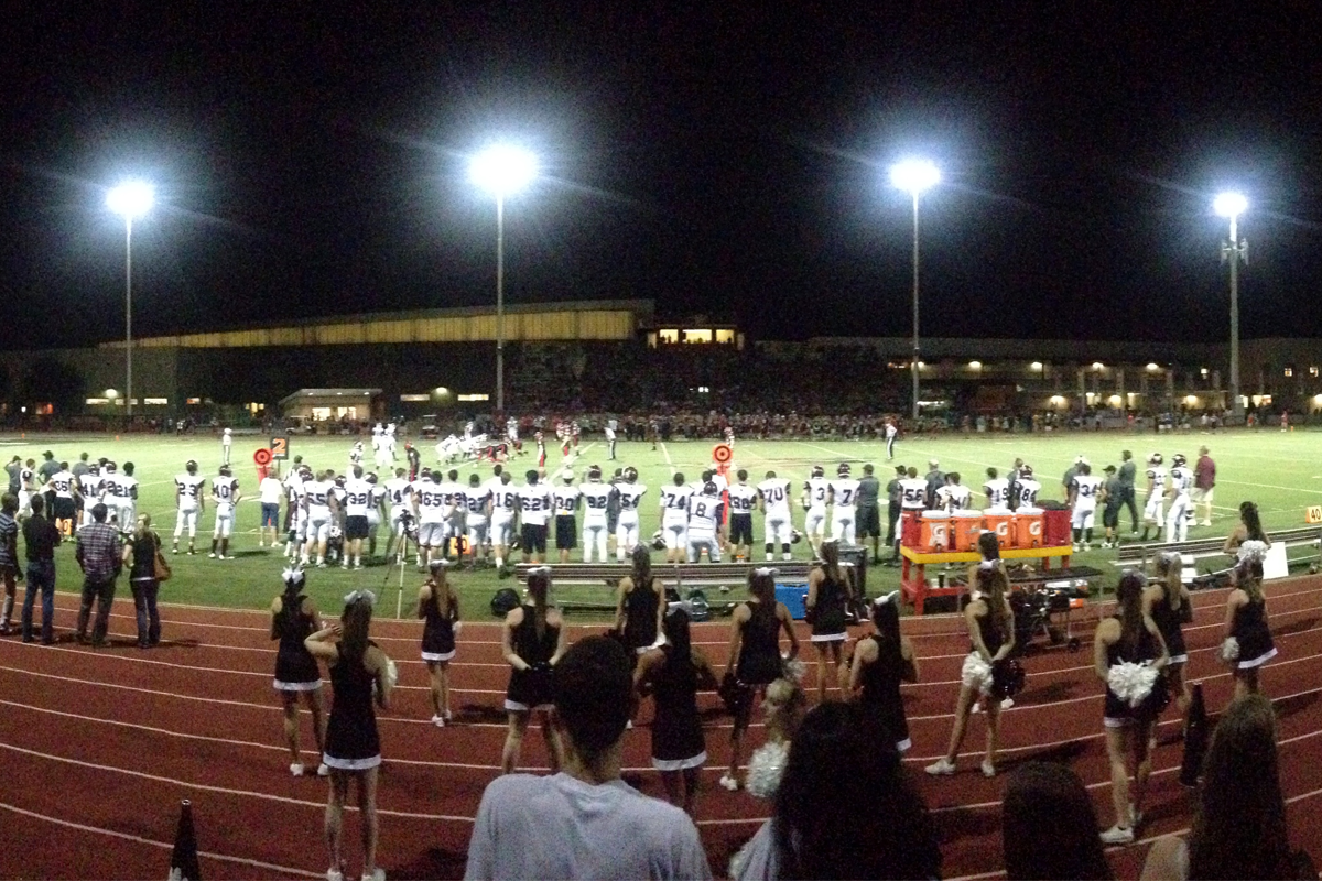 high school football game at night