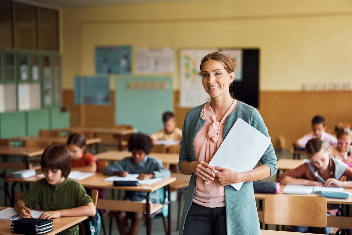 school teacher in the classroom