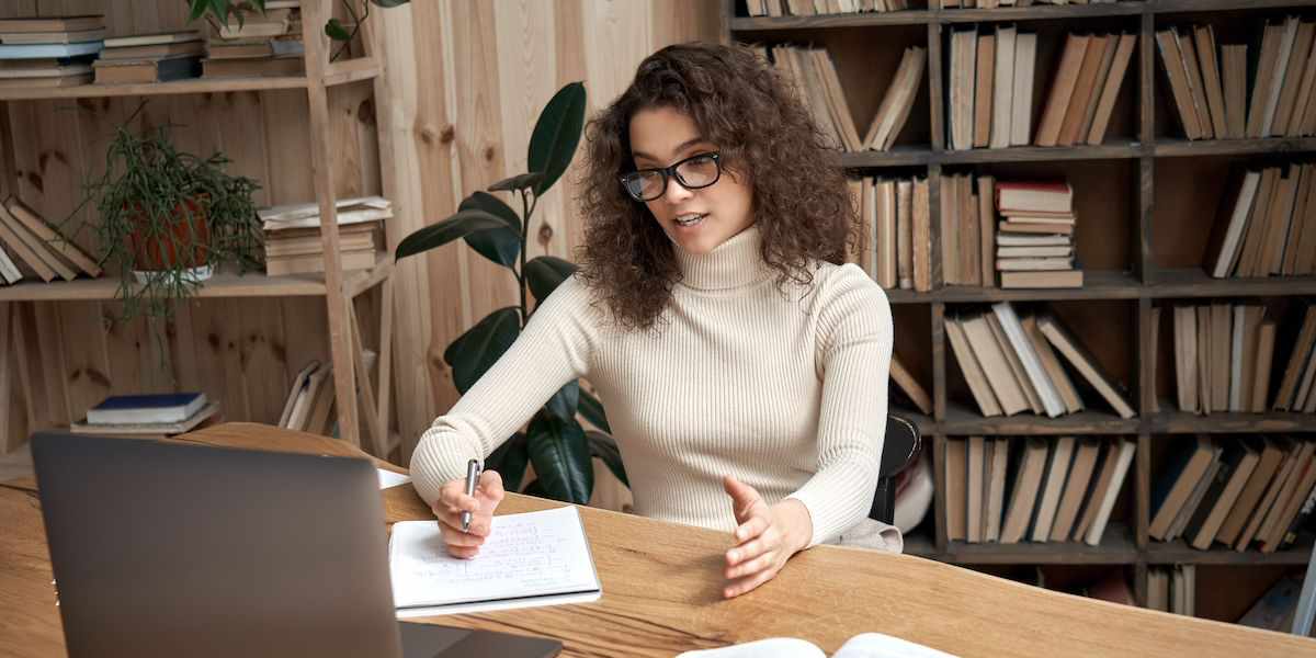 woman looking at a laptop