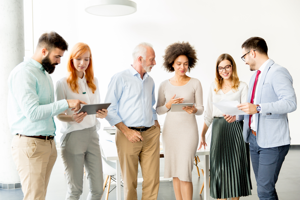 business people reviewing plans