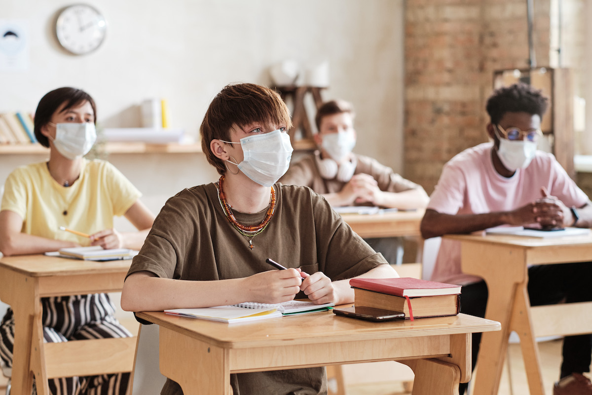 kids wearing masks while in school