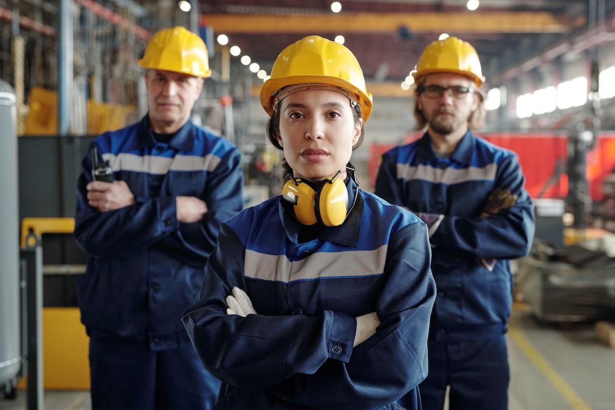 young woman working at a factory