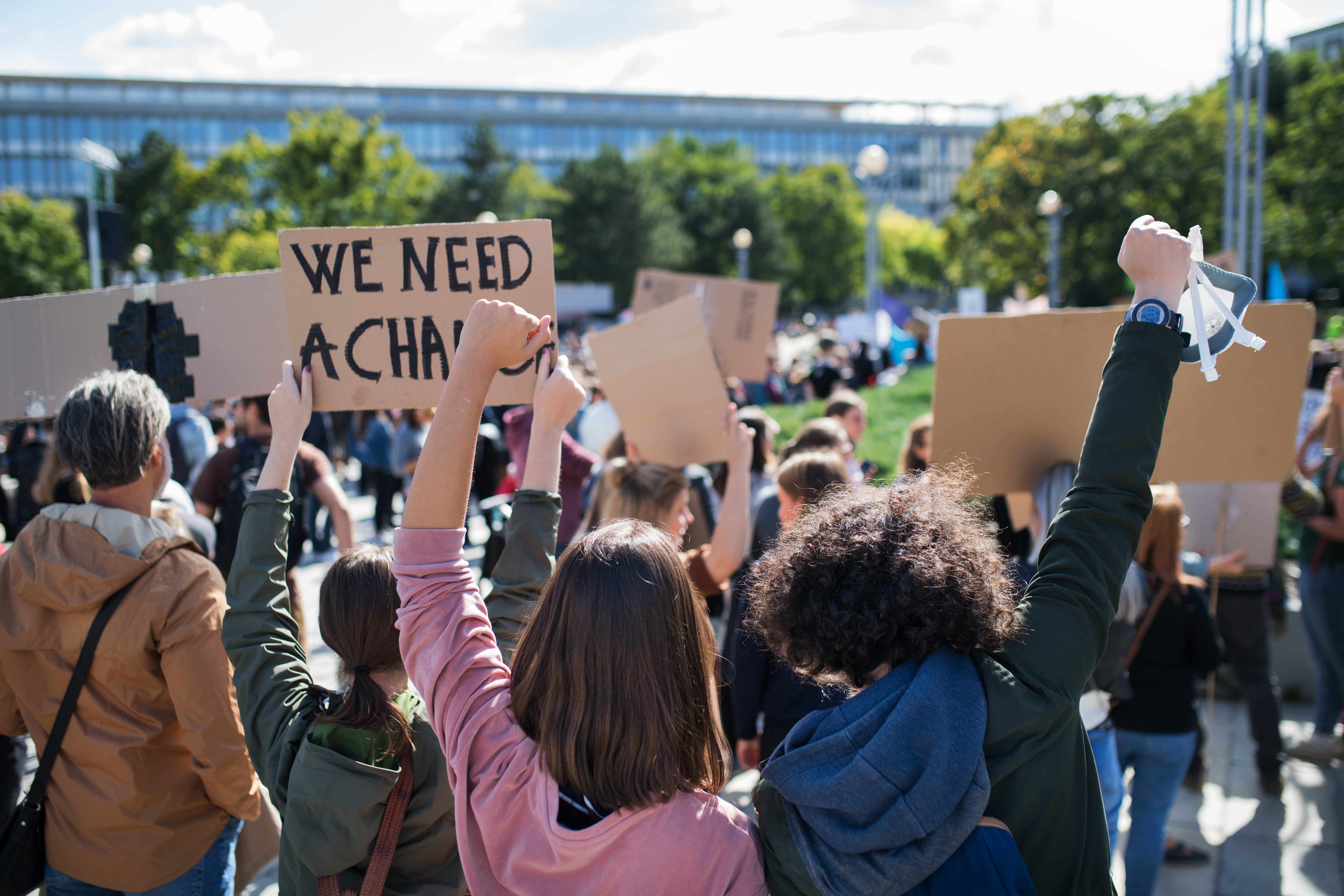 students walking out of school to protest